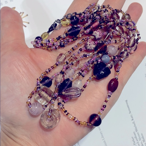 Antique 4 strand Multicolor Czech glass Beaded Necklace - Picture 2 of 4